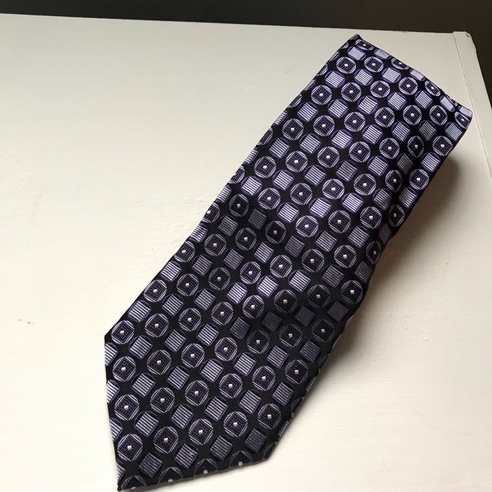Vintage Bachrach Tie Geometric 100% Silk Necktie 58 Inches Long Retro Multicolor